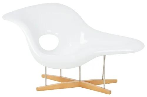 BIRD white armchair - fiberglass, wood, metal