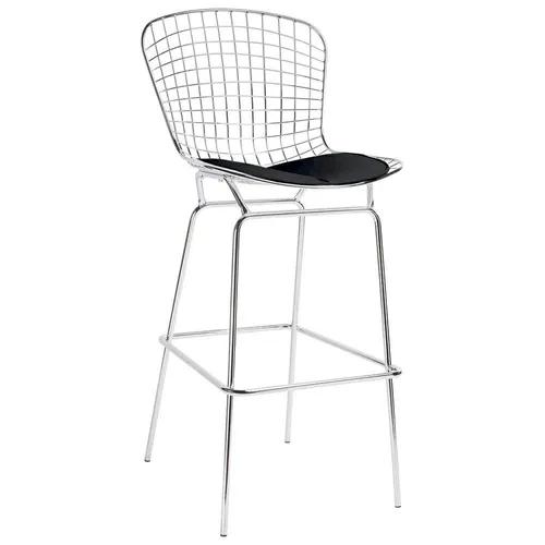 Bar stool NET CHROM black cushion - metal, leatherette