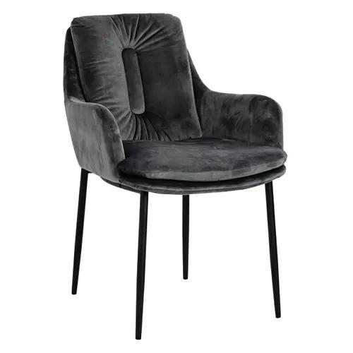 Dark gray GRANT chair II QUALITY - velor, black and gold base