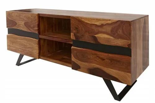 INVICTA TV stand AMAZONAS - 160 cm Sheesham, natural wood, metal