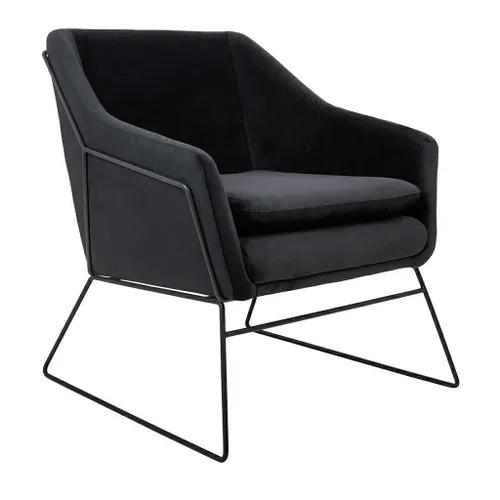 EMMA VELVET black velvet armchair - black base