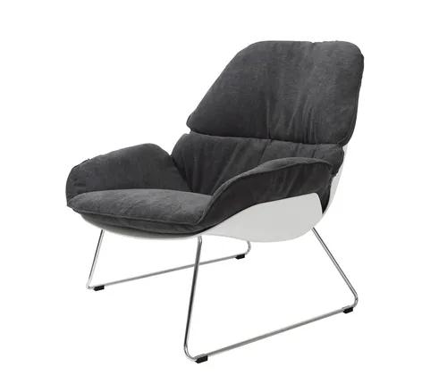 NINO dark gray armchair, skids - polypropylene, chrome base