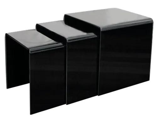 A set of glass tables PRIAM TRIO black - lacquered glass