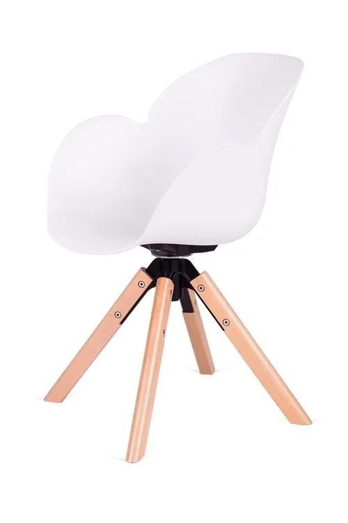 FLOWER 360 white armchair - PP / wooden swivel base