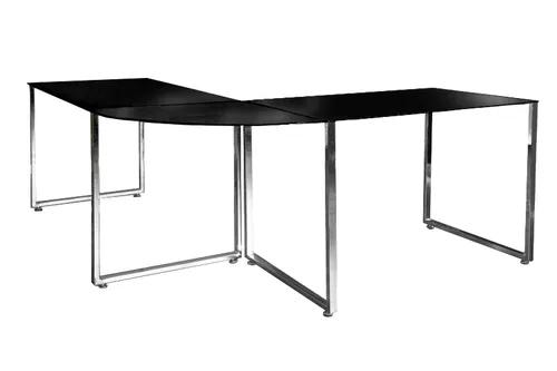 INVICTA corner desk BIG DEAL black - glass, chrome-plated metal