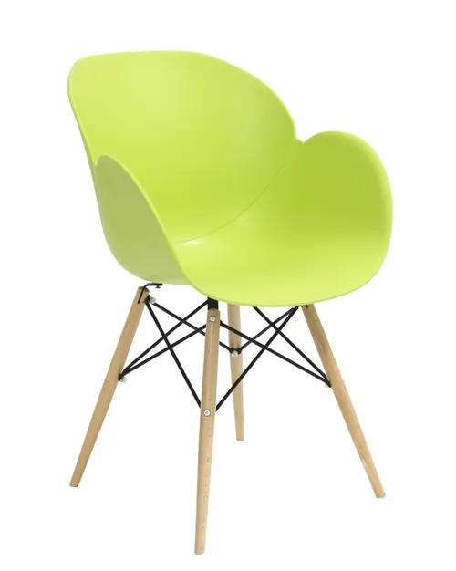 FLOWER DSW PREMIUM green armchair - polypropylene, beech base