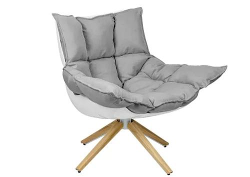 STAR gray armchair - gray fabric, wooden base, fiberglass