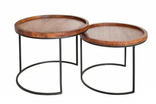 INVICTA a set of MAKASSAR tables - solid acacia wood, metal base