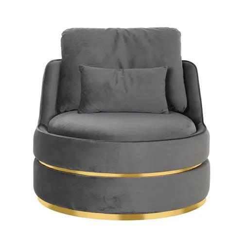 RICHMOND swivel armchair KYLIE STONE VELVET dark gray, gold base