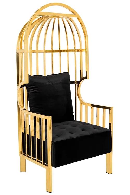 LORD gold armchair - black velvet cushion
