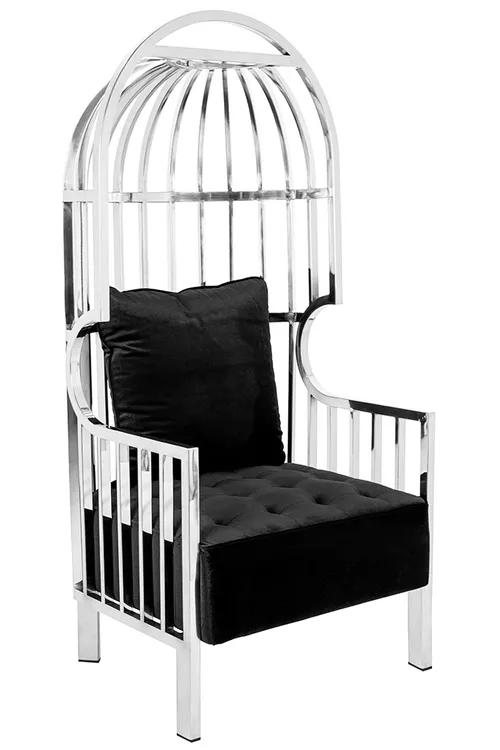 LORD silver armchair - black velvet cushion