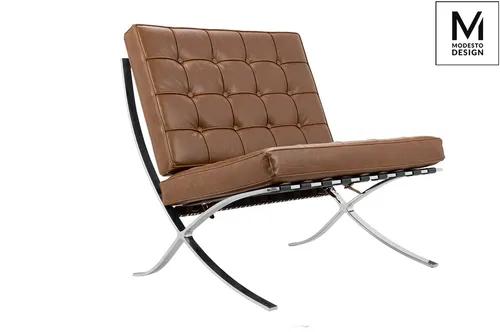 MODESTO armchair BARCELON VINTAGE PU - eco-leather, polished steel