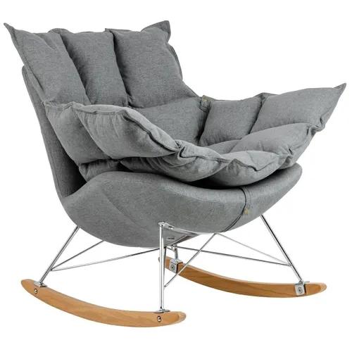 Swing rocking chair dark gray - fabric, steel, beech wood
