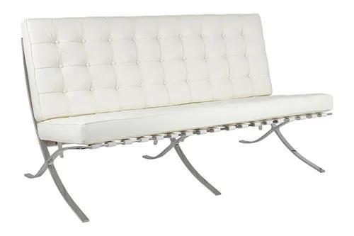 BARCELON PRESTIGE PLUS 2-seater sofa white - Italian natural leather, steel