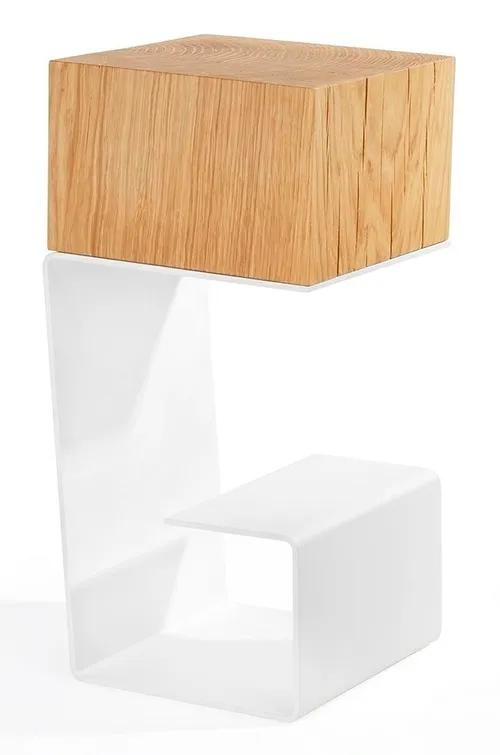 White table EGON - oak top, metal base