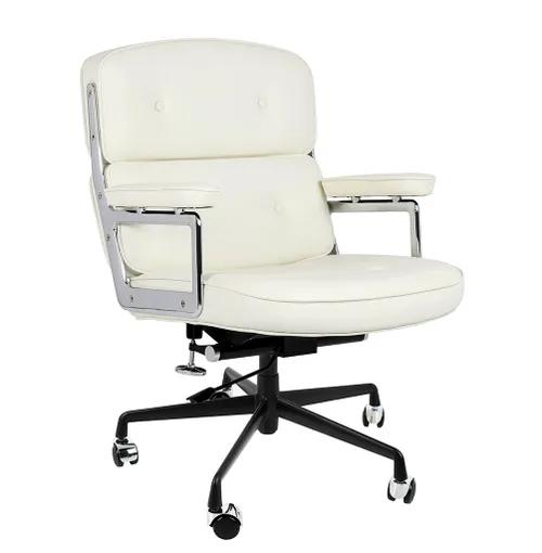 ICON PRESTIGE PLUS office chair white - Italian natural leather, black base