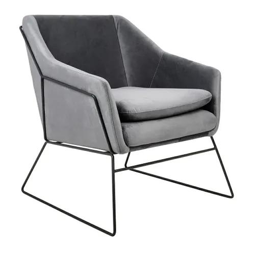 EMMA VELVET dark gray velvet armchair - black base