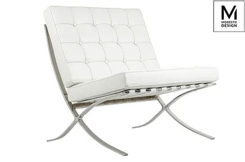 MODESTO armchair BARCELON white - eco-leather, polished steel