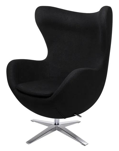 WIDE black EGG armchair 4 - wool, steel base