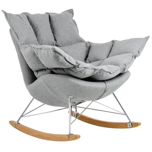 Swing rocking chair light gray - fabric, steel, beech wood