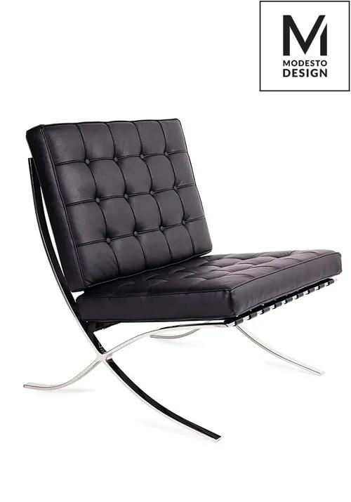 MODESTO armchair BARCELON black - eco-leather, polished steel