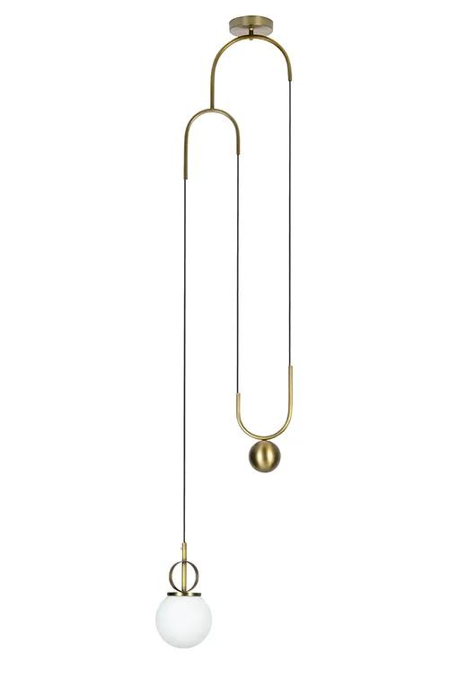 Hanging lamp LIFT antique brass - metal, glass