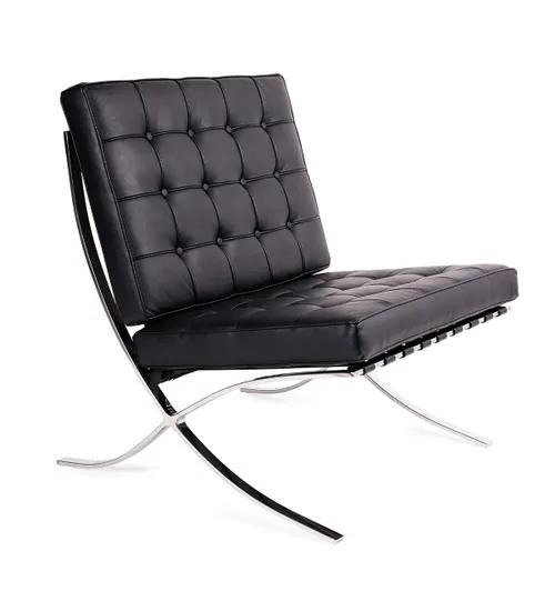 BARCELON PRESTIGE PLUS black armchair - selected Italian natural leather, steel