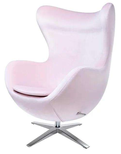 WIDE VELVET EGG armchair light pink 30 - velor, steel base