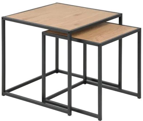ACTONA table set SEAFORD oak - MDF, metal