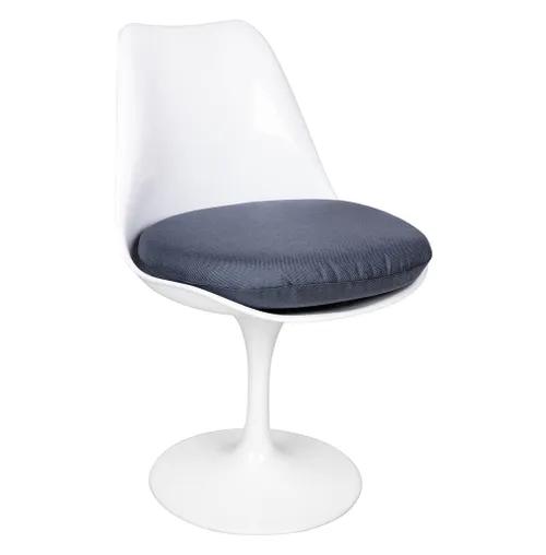 TULIP white chair with a gray cushion - ABS, metal base