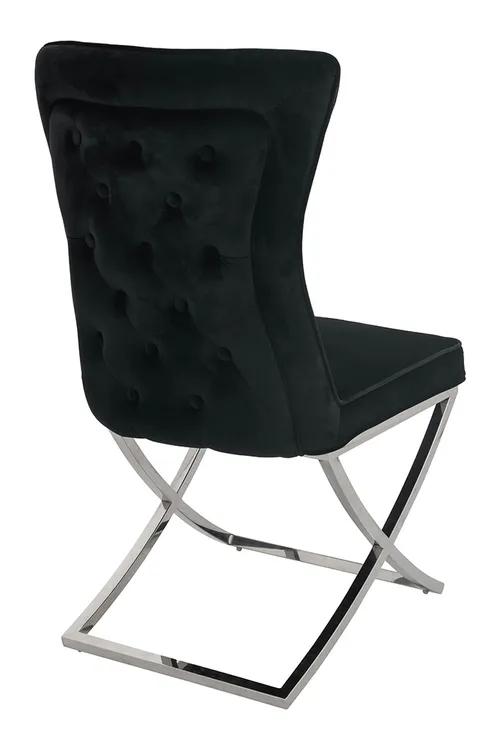 Black IMPERIAL chair - velor, polished steel