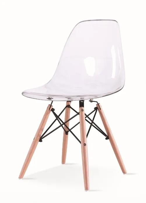 ICE WOOD transparent chair - polycarbonate, beech base