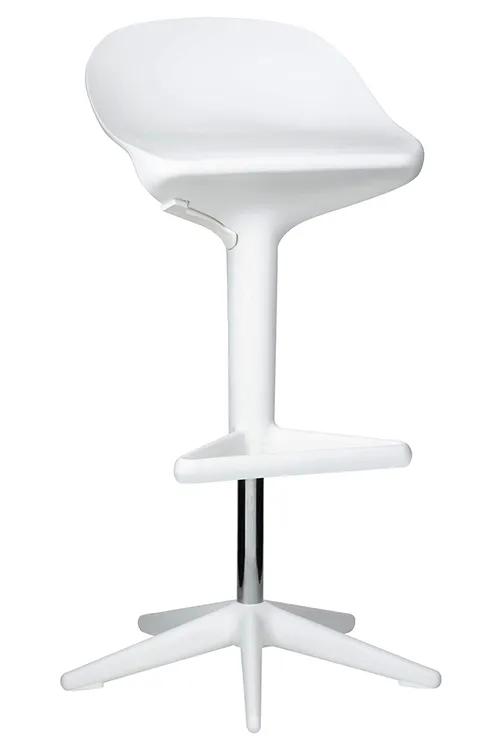 Bar stool BENT white - height adjustable, polypropylene