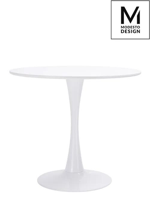 MODESTO table TULIP FI 90 white - MDF, metal base