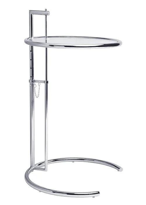 GRAY chrome-plated table - metal, glass