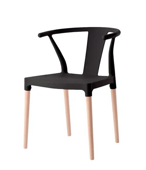 WISHBONE black chair - polypropylene, wood