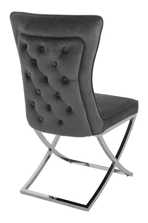 IMPERIAL dark gray chair - velor, polished steel