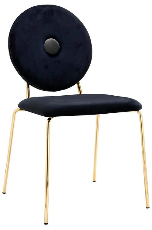 Black barocco chair, gray button - velor, gold base