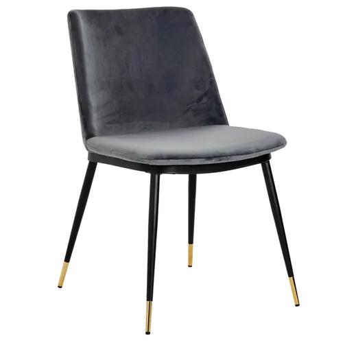 DIEGO dark gray chair - velor, black and gold base