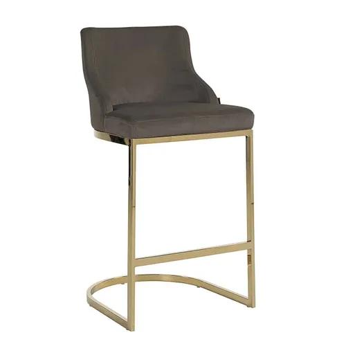 Bar stool Bolton Stone velvet / gold Fire Retardant