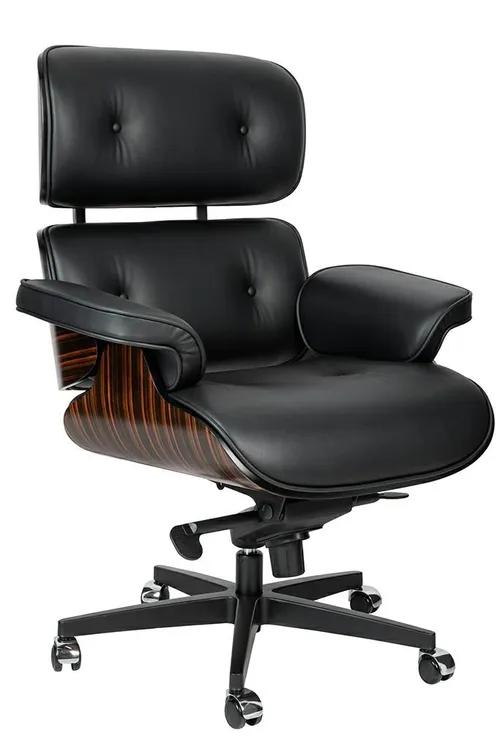 Office chair LOUNGE GUBERNATOR black - ebony, natural leather, black base