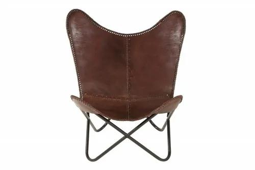 INVICTA armchair BUTTERFLY brown - natural leather, black frame