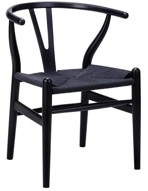 Black WISHBONE chair - beech wood, black fiber