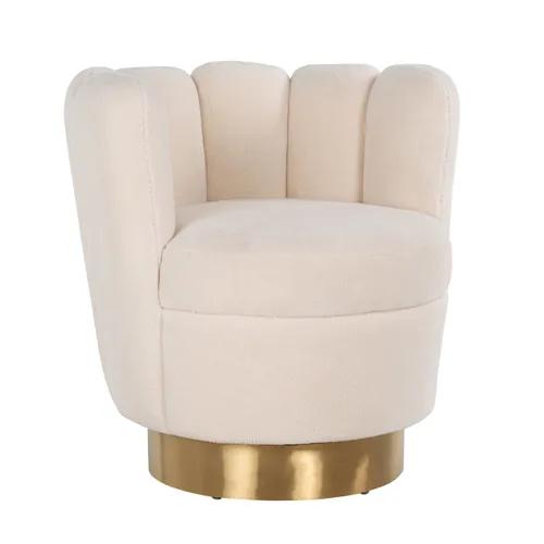 Easy chair Mayfair White teddy / Bushed gold