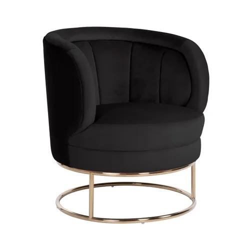 Easy chair Felicia Black velvet / gold