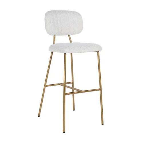 Bar stool Xenia White Bouclé / Brushed Gold