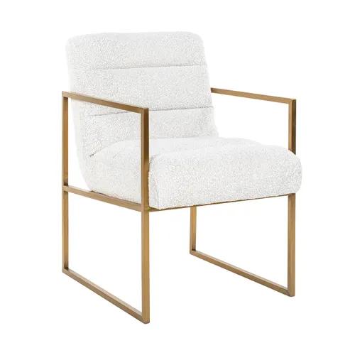 Chair Lizzy White Bouclé / Brushed Gold